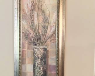 Art- C. Rowan Gold frame stems in urn #1 18”w x 42”h
