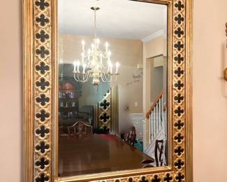Gold Gilted Frame mirror with black accent, 36”w x 48”h