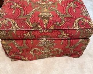 Maroon upholstered Armchair by Southwood, Hickory, NC Ottoman: 17”h x 29”w x 22”d"