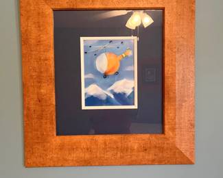 Art - Wood Framed - yellow helicopter 21w” x 23H”
