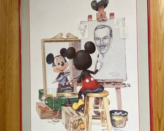 Art: framed art “Mickey Mouse, drawing Walt Disney” 24” x 31”