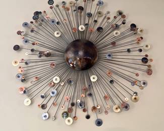 Handmade Glam Abstract Wall Decor on Metal 34” dia