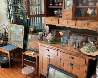 Antique kitchen cabinet, screen, still lifes