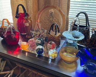 Paperweights, baskets