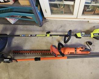 Ryobi weed eater, pole saw, hedge trimmer