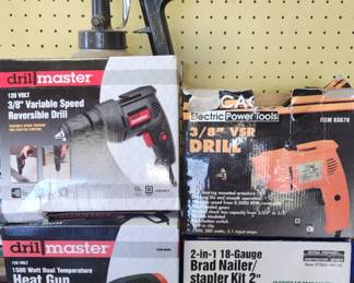 Tools, drills ,heat gun, Brad nailer.