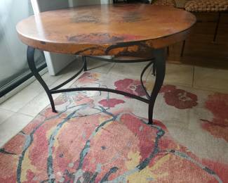 Copper wrapped coffee table