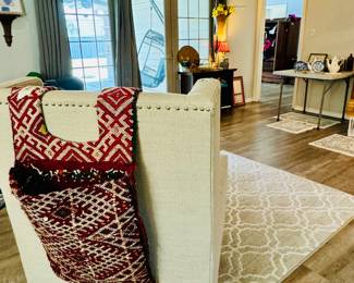 Wing back upholstered chair
Moroccan saddle pack