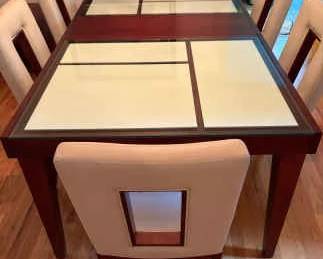 06 Retro Style Glass Top Dining Room Table And Chairs