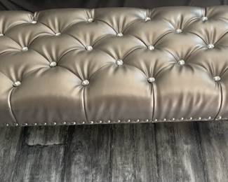 Pewter Tufted Bench