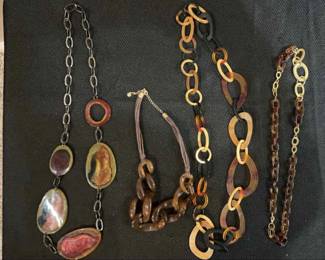 Brown And Gold Tone Necklaces