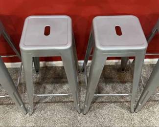 Set Of 4 Metal Bar Stools