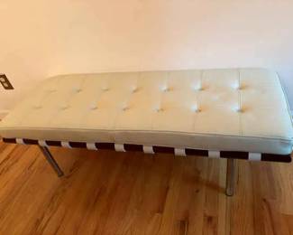 Leather Like Almond Colored Bench