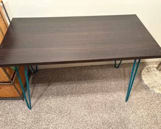 Table With Teal Metal Legs