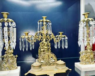 Victorian Candlesticks/Candelabra Marble Base Orlando Estate Auction