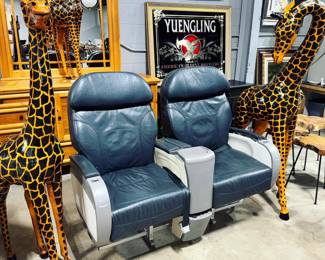 747 Airplane Seats and Leather wrapped Giraffe Orlando Estate Auction