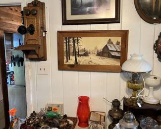 Vintage decorative wooden wall phone