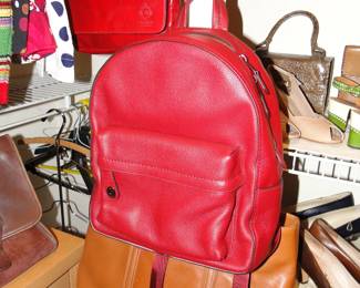 Coach new with tags red leather backpack