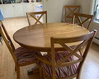 Ethan Allen Six Chairs, Leaf, Table Pad