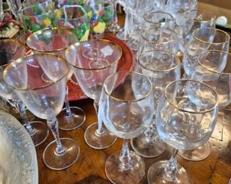 Hand-painted glasses and other glasses.