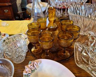 Oil bottles and wine glass set.