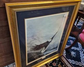 Large signed art in frame.