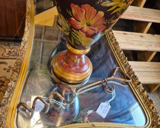 Vintage Mirror and dog yard scre-in stake.