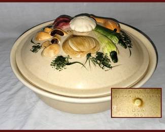 Los Angeles Potteries Majolica Style Lidded Dish