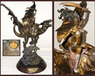 Maiden of the Golden Sword Sculpture; Signed Boris