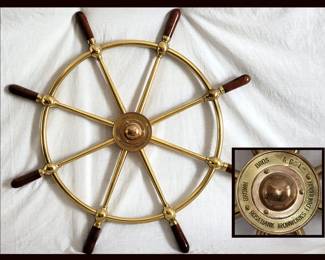 Rosebank Ironworks Edinburgh Heavy Brass Brown Bros & Co Ltd. Ship"s Wheel
