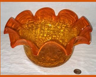 Gorgeous Bright Orange Glass Centerpiece Bowl