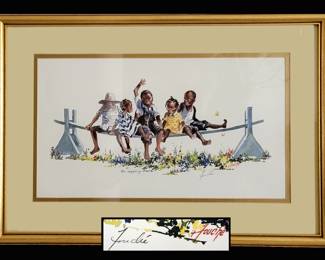 Cute Print by Virginia Fouche Bolton Signed Fouche and Titled Joggling Board