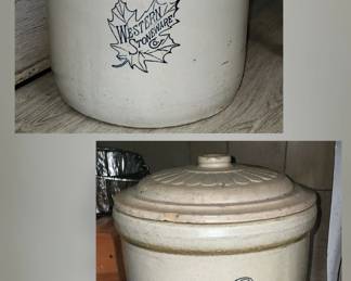 6-gallon Western Stoneware crocks.