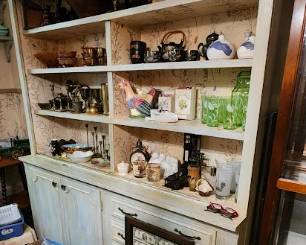 SILENT AUCTION ITEM. YOU MAY BID NOW. Starting Bid: $400 Antique Country Cupboard, Refurbished. Has two glass sliding doors on top (removed for displays)