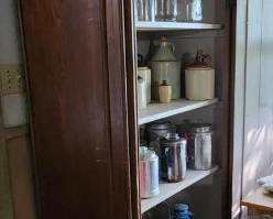 SILENT AUCTION ITEM. YOU MAY BID NOT. Starting Bid: $300 Antique Oak Cabinet/Wardrobe. Solid wood door open for display.