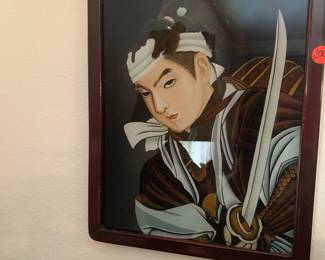 Samurai reverse glass art