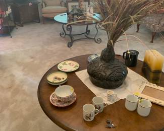 French vintage metal and wood side table