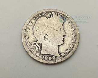 1908-O US Silver Barber Quarter