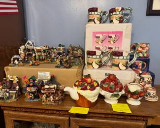 Halloween Village and Apple Decor