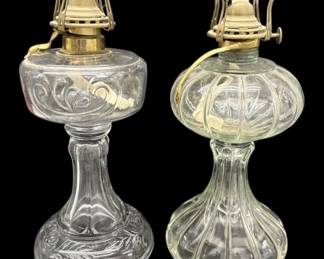 Vintage Clear Glass Oil Lamps