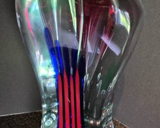 Heavy large Murano art glass vase 