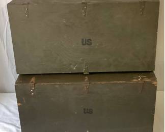 Pair of Vintage US Army Trunk/Large Footlockers