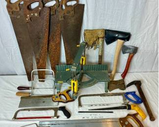 Hand Saws and Ax Bundle - Includes Craftsman Miter Box