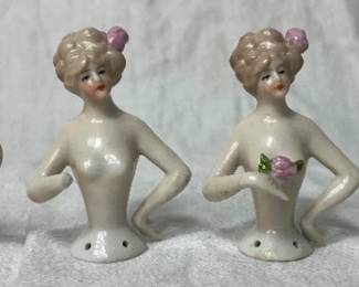 Antique Porcelain Pin Cushion Half Dolls - Set of 4