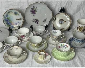Porcelain Collection with Teacups & Saucers, Lemon Server Plates and Luncheon Plate & Cup Sets