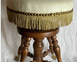 Vintage Organ Stool/Piano Stool with Glass Feet