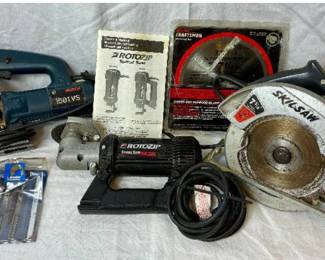 Corded Tool Bundle - Skil Saw 7.25" 2.5HP, Rotozip Sprial Saw SCS01 4 AMP and Bosch Jigsaw 1581VS with blades