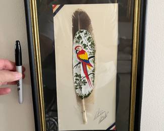 Painted feather wall decor
