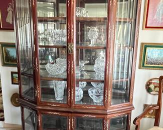 Asian inspired lighted china cabinet