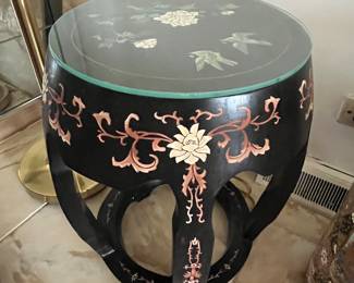 Asian Chinoiserie drum stool 